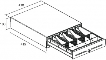 Pokladní zásuvka S-410C - s kabelem, pořadač 4/8, 9-24V, černá  - 6